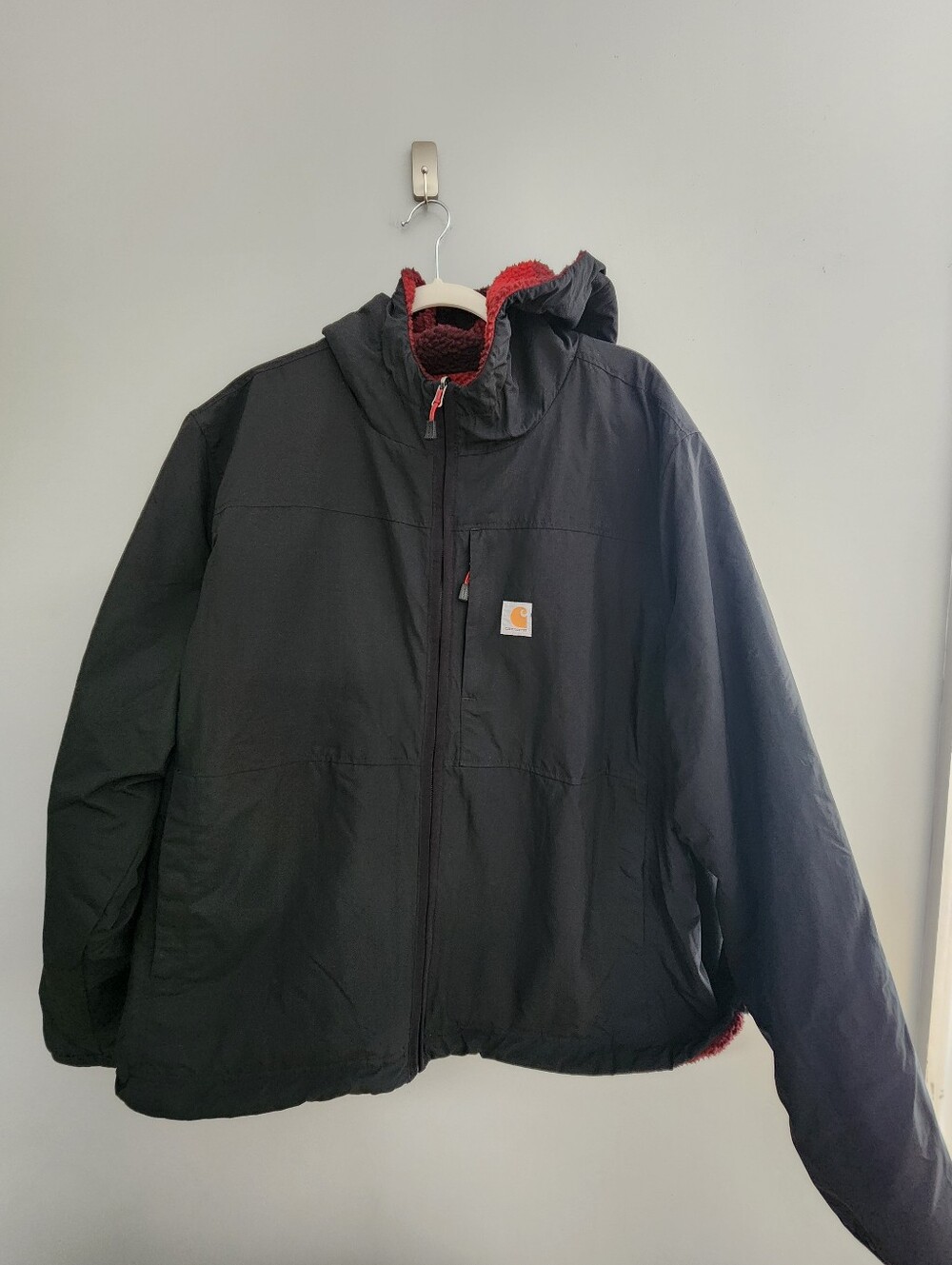 Carhartt Men's Black and Red Plaid Reversible Jacket Coat XXL